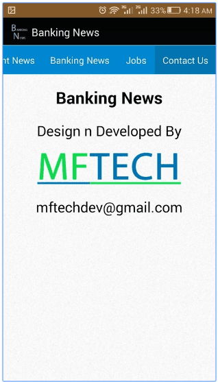 Banking News mobile app home screen