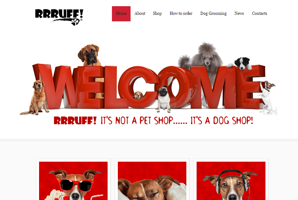 RRRUFF Dog Shop homepage